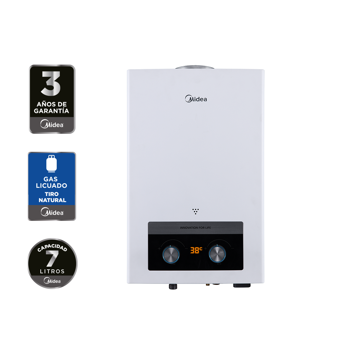Calefont 7 Lts MIDEA Tiro Natural